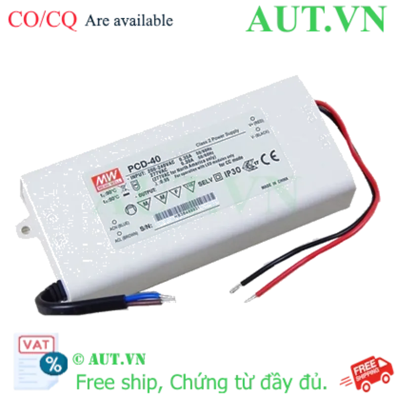 Ảnh của Bộ nguồn LED Meanwell PCD-40-350B (40W 70-108V 350mA)