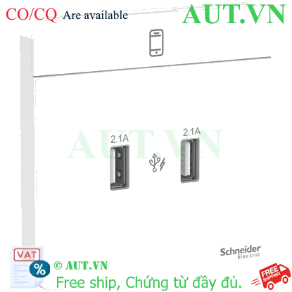 Ảnh của Ổ sạc USB đôi 2.1A Schneider E8332USB_WE_G19