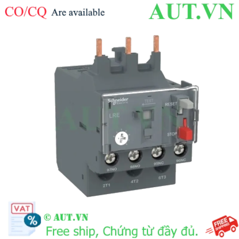 Ảnh của Rơ le nhiệt Schneider LRE01 (0.1-0.16A) - Bảo vệ động cơ siêu nhạy, Chính hãng, Tương thích Contactor LC1E