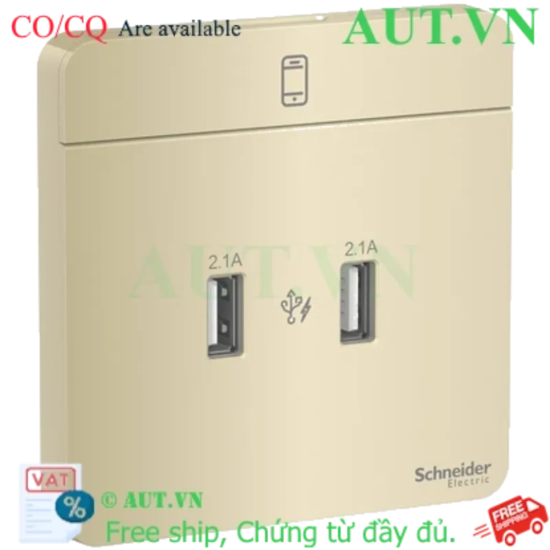 Ảnh của Ổ sạc USB đôi 2.1A Schneider E8332USB_WG_G19