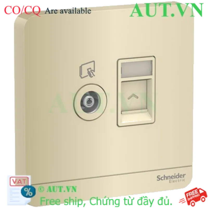 Ảnh của Ổ cắm TV và ổ cắm mạng cat5e Schneider E8332TVRJS5_WG_G19