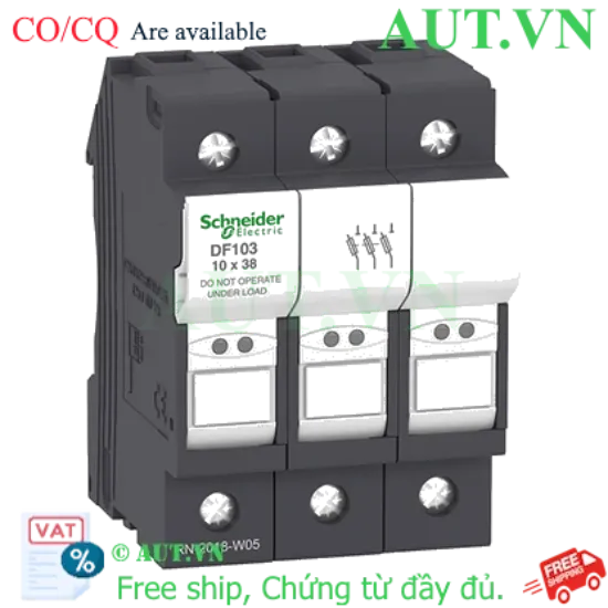 Ảnh của Đế Cầu Chì Schneider DF103 3P 32A - Chuẩn 10x38mm, Lắp Ray DIN, Chính Hãng AUT VN