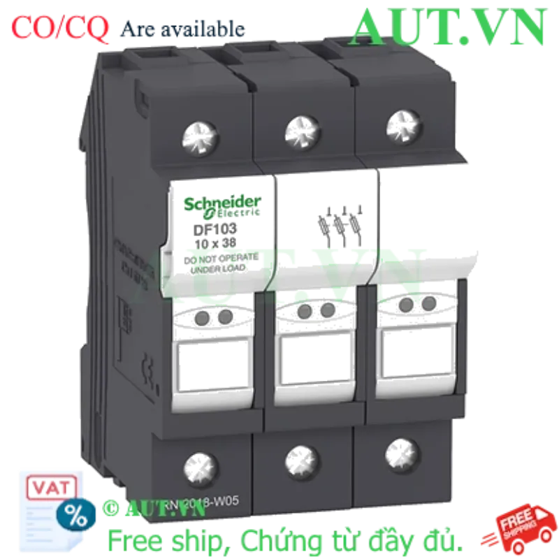 Ảnh của Đế Cầu Chì Schneider DF103 3P 32A | Chuẩn 10x38mm, Lắp Ray DIN, Chính Hãng AUT VN