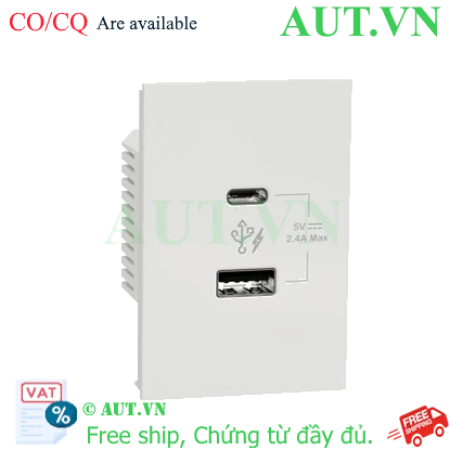 Ảnh của Ổ sạc USB type A+C 2.4A size 2S Schneider M3T_USB2_WE