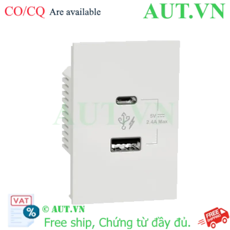 Ảnh của Ổ sạc USB type A+C 2.4A size 2S Schneider M3T_USB2_WE