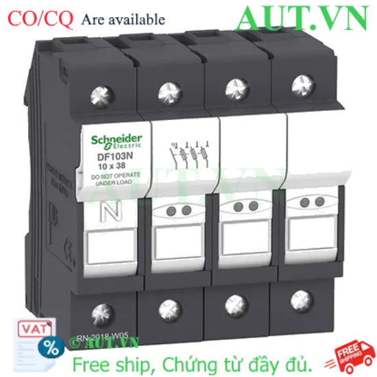Ảnh của Đế Cầu Chì Schneider DF103N 3P+N 32A | Chuẩn 10x38mm | Lắp Ray DIN - AUT VN