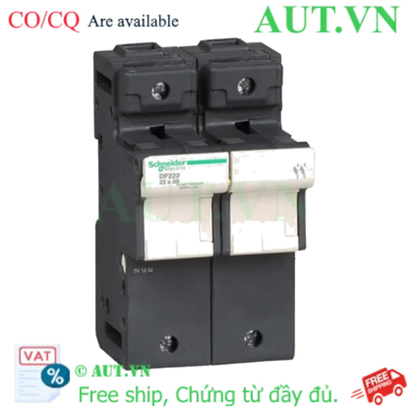 Ảnh của Đế Cầu Chì Schneider DF222 2P 125A | Chuẩn 22x58mm, Chịu Nhiệt Cao, Chính Hãng AUT VN