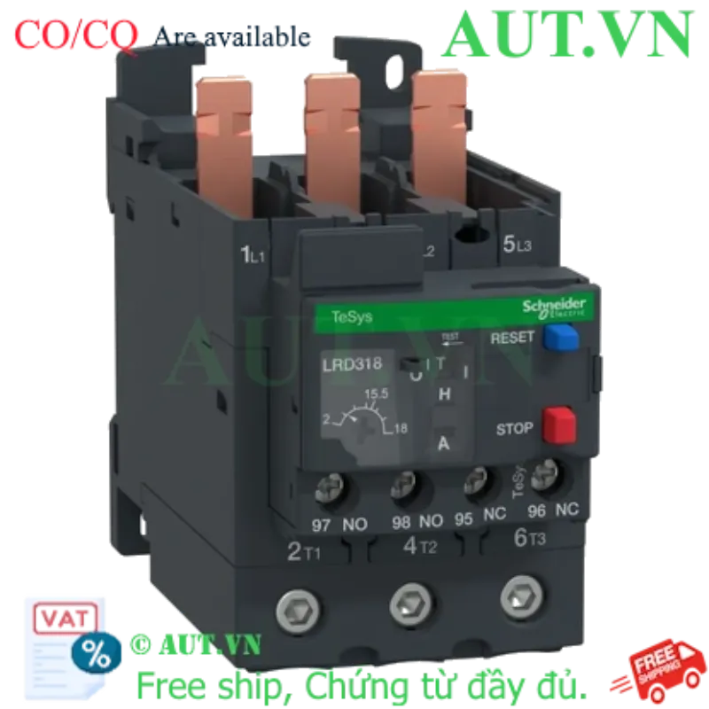 Ảnh của Rơ le nhiệt Schneider LRD318 (12-18A): Chống Quá Tải, Mất Pha, Bảo Vệ Động Cơ | AUT VN