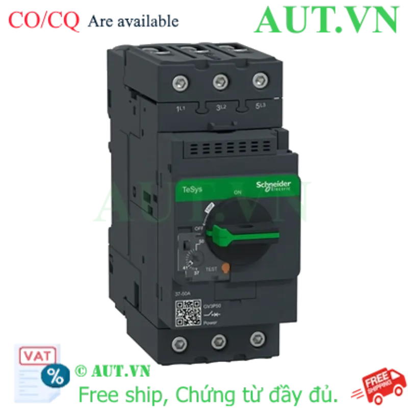 Ảnh của CB Bảo Vệ Motor Schneider GV3P50 (37-50A) | Chống Quá Tải & Ngắn Mạch 50kA | Cho Động Cơ 22kW - AUT VN