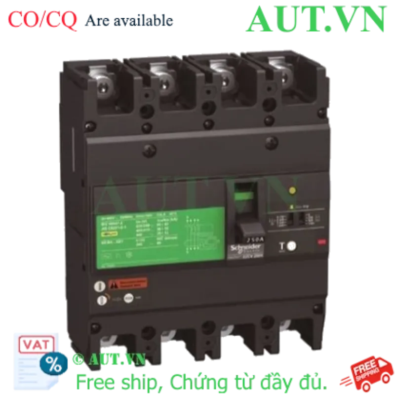 Ảnh của CB khối chống giật Schneider EZCV250H4250 250A 36kA 4P