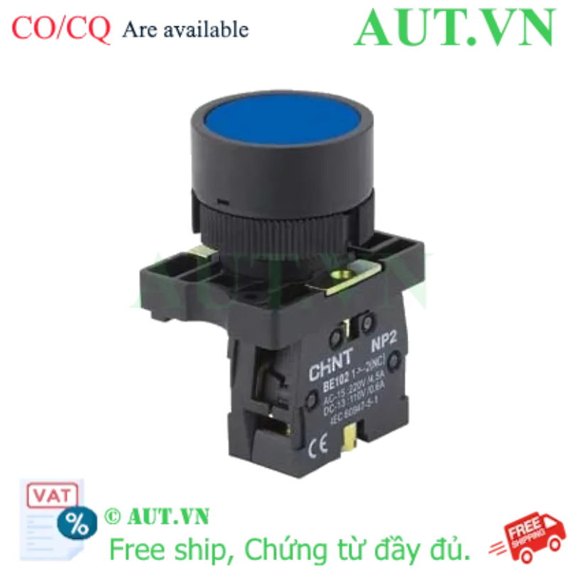 Ảnh của Nút Nhấn Nhả CHINT NP2-EA61 - 22mm, 1NO, Màu Xanh Dương (Start/Reset)