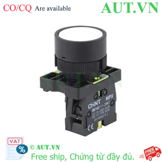 Ảnh của Nút Nhấn Nhả Không Đèn CHINT NP2-EA12 - D22, 1NC, Màu Trắng Chính Hãng