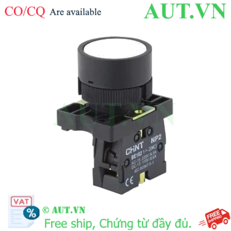 Ảnh của Nút Nhấn Nhả CHINT NP2-EA11 | D22, 1NO, Màu Trắng | Chính Hãng AUT VN