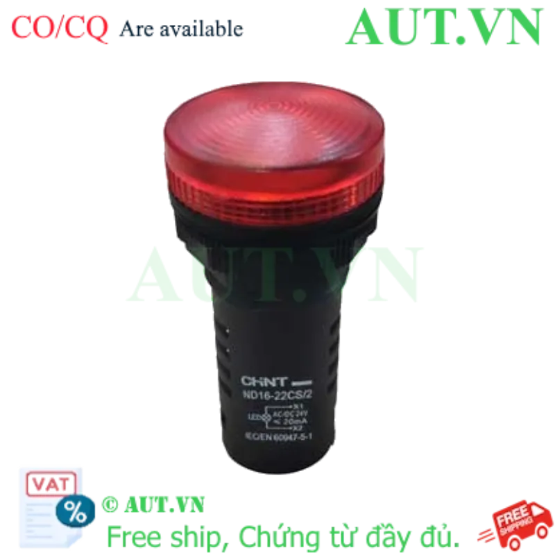 Ảnh của Đèn Báo CHINT ND16-22CS/2 24V Đỏ - LED Siêu Sáng, Phi 22, IP65