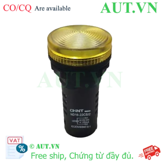 Ảnh của Đèn báo CHINT ND16-22CS/2 - Phi 22, 24VAC/VDC, LED Vàng Chính Hãng