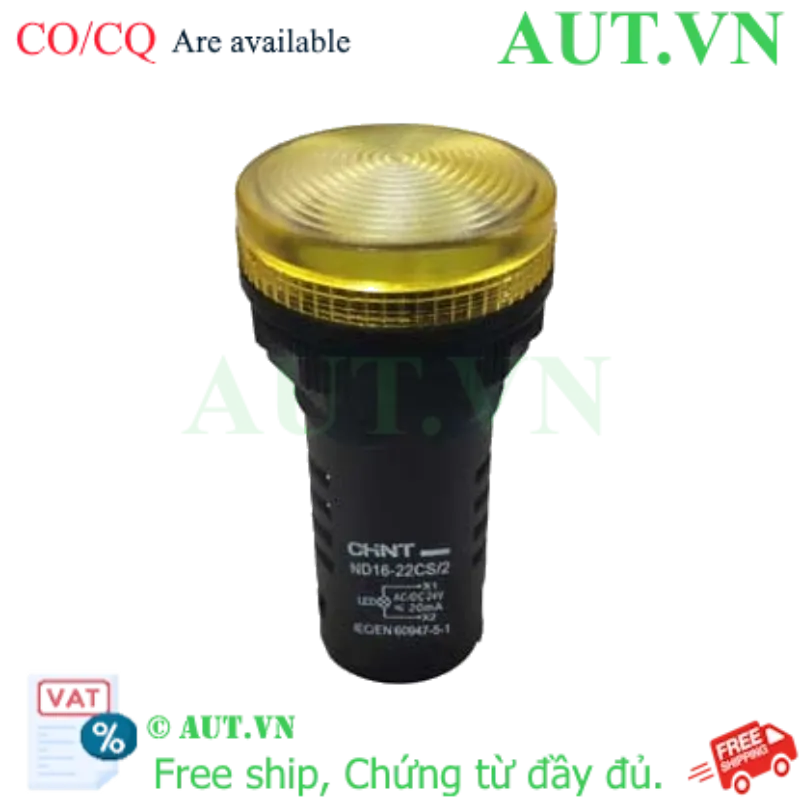 Ảnh của Đèn Báo CHINT ND16-22CS/2 24V Vàng - LED Siêu Sáng, Phi 22mm, IP65