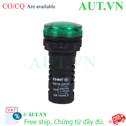 Ảnh của Đèn báo CHINT ND16-22C/2 110V GRN phi 22