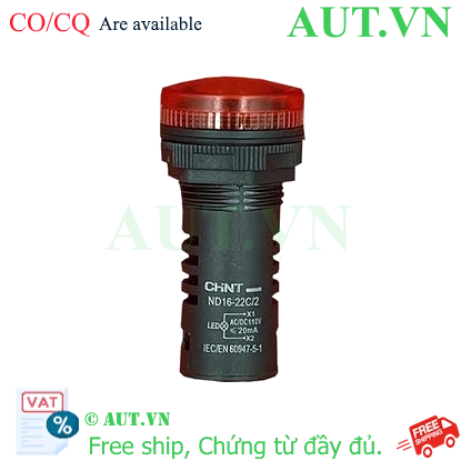 Ảnh của Đèn báo CHINT ND16-22C/2 110V RED phi 22