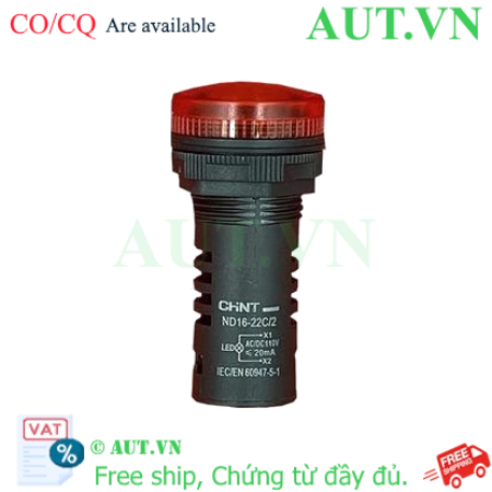 Ảnh của Đèn báo CHINT ND16-22C/2 110V Đỏ - Phi 22, LED Siêu Sáng, Chống Nước IP65