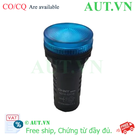 Ảnh của Đèn Báo CHINT ND16-22C/2 220V BLU - Phi 22mm, Đèn LED Xanh Da Trời, Chống Nước IP65