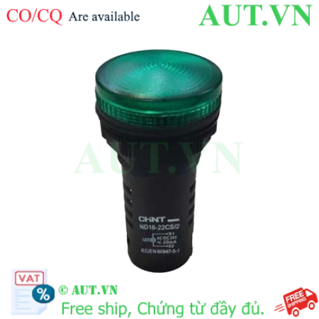 Ảnh của Đèn Báo CHINT ND16-22CS/2 24V GRN - Màu Xanh Lá, LED Siêu Sáng, Phi 22mm Chính Hãng