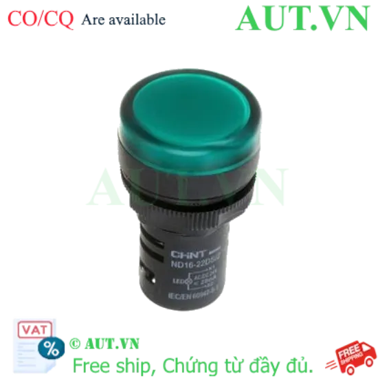 Ảnh của Đèn báo ND16-22DS/2 24V GRN Chint - Xanh lá cây - D22mm