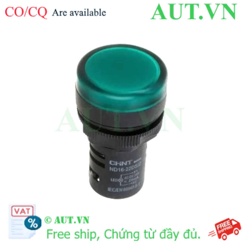 Ảnh của Đèn Báo Chint ND16-22DS/2 24V GRN Xanh Lá - LED Tủ Điện D22mm