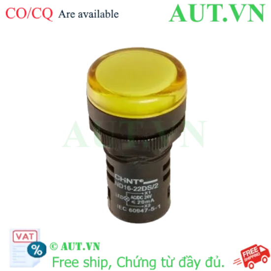 Ảnh của Đèn báo CHINT ND16-22DS/2 24V Màu Vàng - Phi 16mm, LED Siêu Sáng, Chuẩn Công Nghiệp