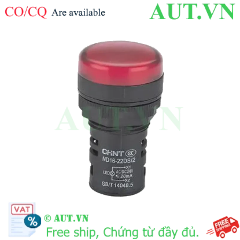 Ảnh của Đèn Báo LED CHINT ND16-22DS/2 24V Đỏ - Lỗ Khoét 22mm, Siêu Sáng & Bền Bỉ