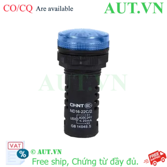 Ảnh của Đèn Báo CHINT ND16-22C/2 24V BLU - Phi 22mm, LED Xanh, Chuẩn IP65 Chính Hãng