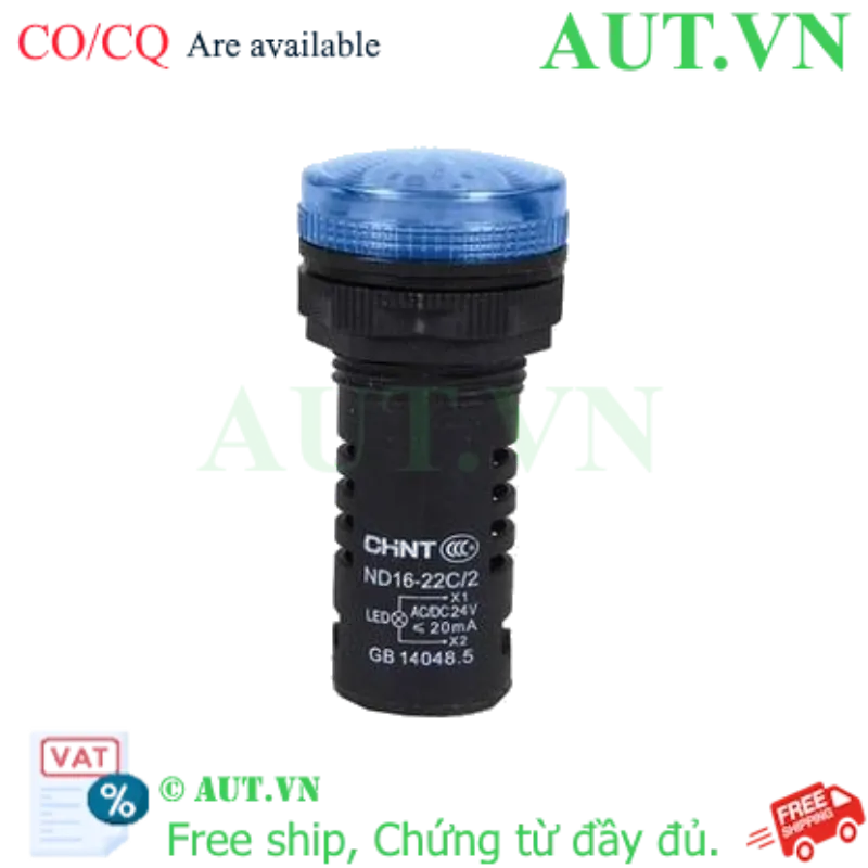 Ảnh của Đèn Báo CHINT ND16-22C/2 24V BLU - LED Xanh Siêu Sáng, Phi 22mm, IP65