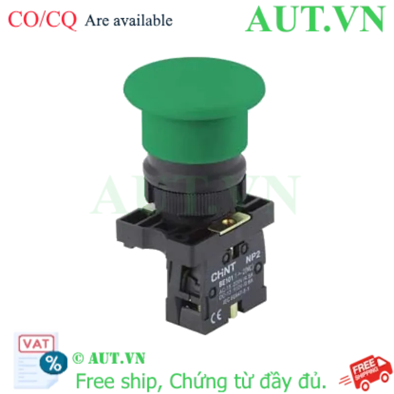 Ảnh của Nút Nhấn Nhả Đầu Nấm CHINT NP2-EC32 - Xanh Lá, 1NC, Phi 22mm