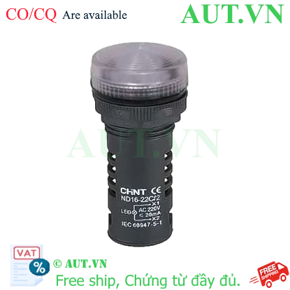 Ảnh của Đèn báo CHINT ND16-22C/2 220V WHT phi 22