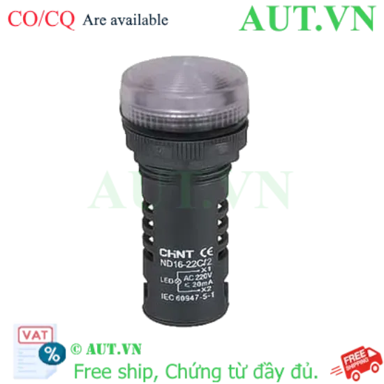 Ảnh của Đèn Báo Chint ND16-22C/2 220V Trắng Phi 22 - LED Siêu Sáng, IP65 Chống Nước, Chính Hãng