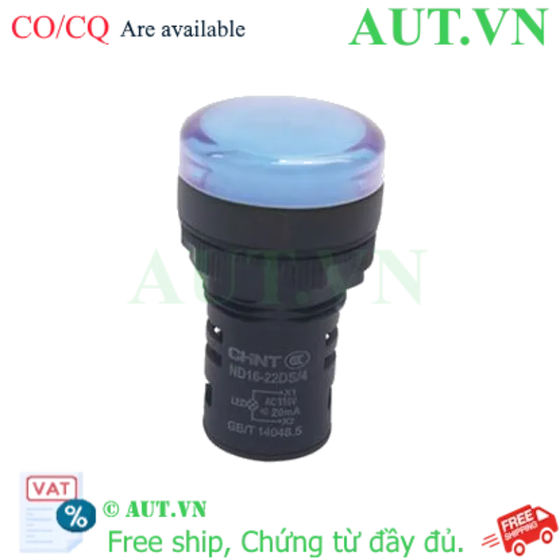 Ảnh của Đèn Báo CHINT ND16-22DS/4 110V Màu Xanh - LED Siêu Sáng, Phi 22mm