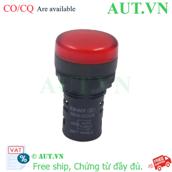 Ảnh của Đèn báo CHINT ND16-22DS/4 110V Màu Đỏ - LED Siêu Sáng, Đường Kính 22mm, Chính Hãng