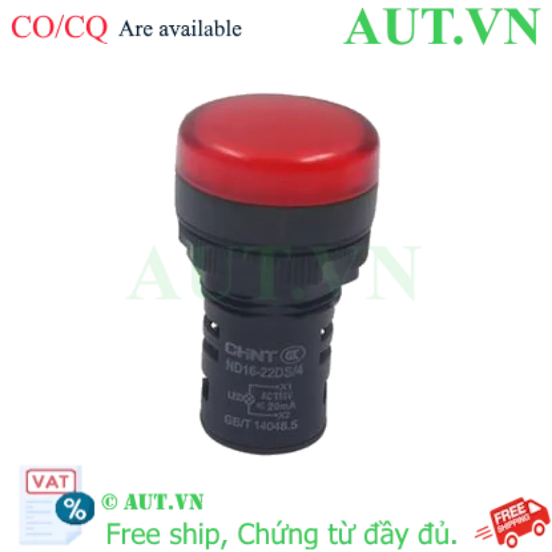 Ảnh của Đèn Báo Tín Hiệu CHINT ND16-22DS/4 110V Đỏ - LED Siêu Sáng, Phi 22mm