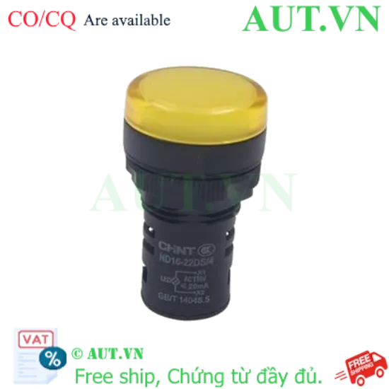 Ảnh của Đèn báo CHINT ND16-22DS/4 110V Màu Vàng - Phi 22mm, Đèn LED, Độ Bền Cao