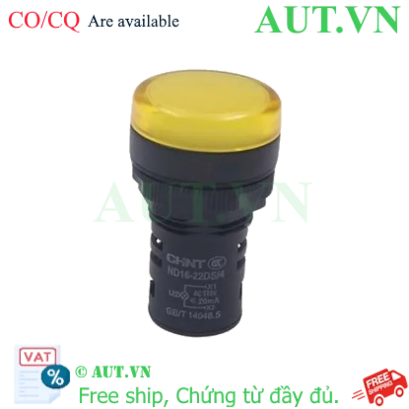 Ảnh của Đèn Báo CHINT ND16-22DS/4 110V Màu Vàng - LED Siêu Sáng, Lỗ Lắp 22mm, Chuẩn Công Nghiệp