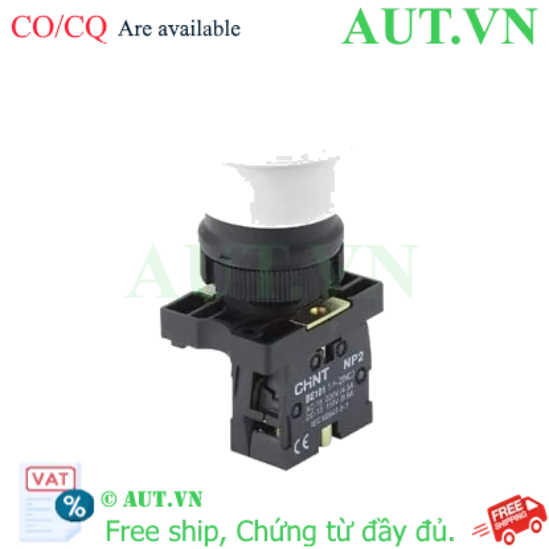 Ảnh của Nút Nhấn Nhả Đầu Nấm CHINT NP2-EC12 | D22, 1NC, Màu Trắng | Siêu Bền & Nhạy