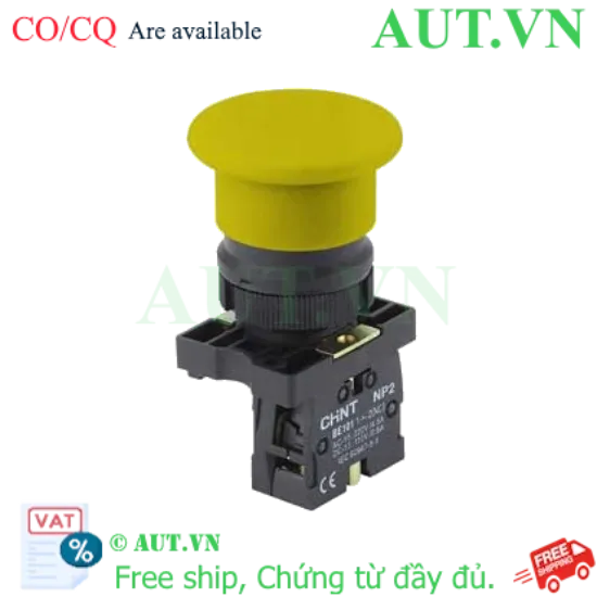 Ảnh của Nút Nhấn Nhả Đầu Nấm CHINT NP2-EC51 - 1NO, Phi 22mm, Màu Vàng Chính Hãng
