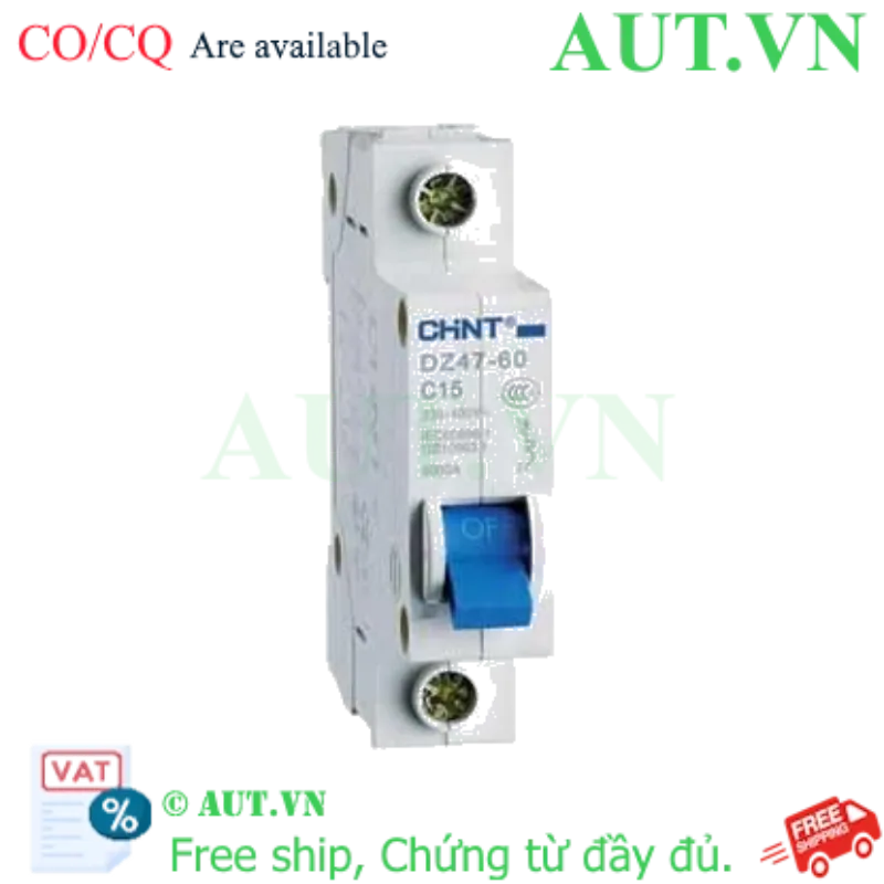 Ảnh của Aptomat CHINT DZ47-60 C15-1P-6kA, 15A, 230V, hàng có sẵn