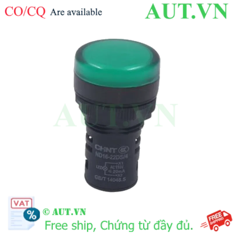 Ảnh của Đèn báo CHINT ND16-22DS/4 110V GRN - LED Xanh Lá, Phi 22, Đầu Chìm