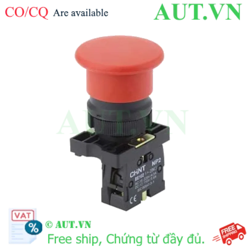 Ảnh của Nút Nhấn Nhả Đầu Nấm CHINT NP2-EC43 | 2NO, Màu Đỏ, D22mm