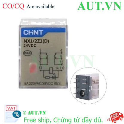 Ảnh của Rơ le 24vdc Chint 8 chân dẹt 5A | NXJ-DC24V-2Z1(D)