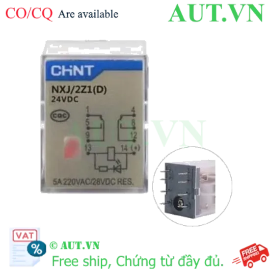 Ảnh của Rơ le 24vdc Chint 8 chân dẹt 5A | NXJ-DC24V-2Z1(D)