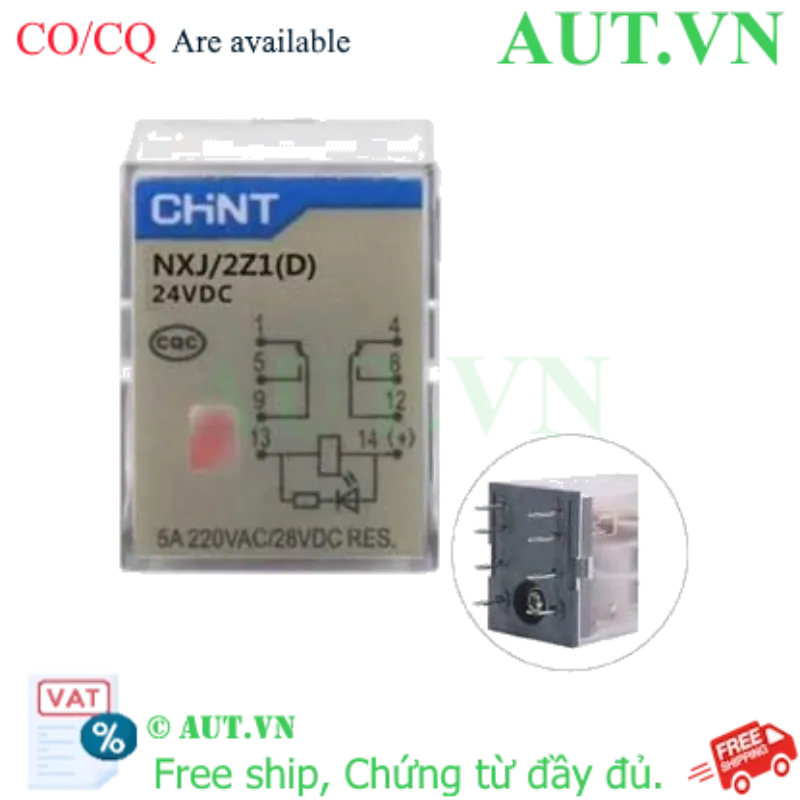 Ảnh của Rơ le 24vdc Chint 8 chân dẹt 5A | NXJ-DC24V-2Z1(D)