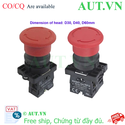 Ảnh của Nút nhấn đầu nấm, xoay để nhả, không đèn CHINT NP2-ES642 