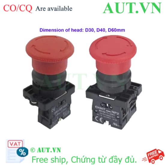Ảnh của Nút nhấn đầu nấm, xoay để nhả, không đèn CHINT NP2-ES642 
