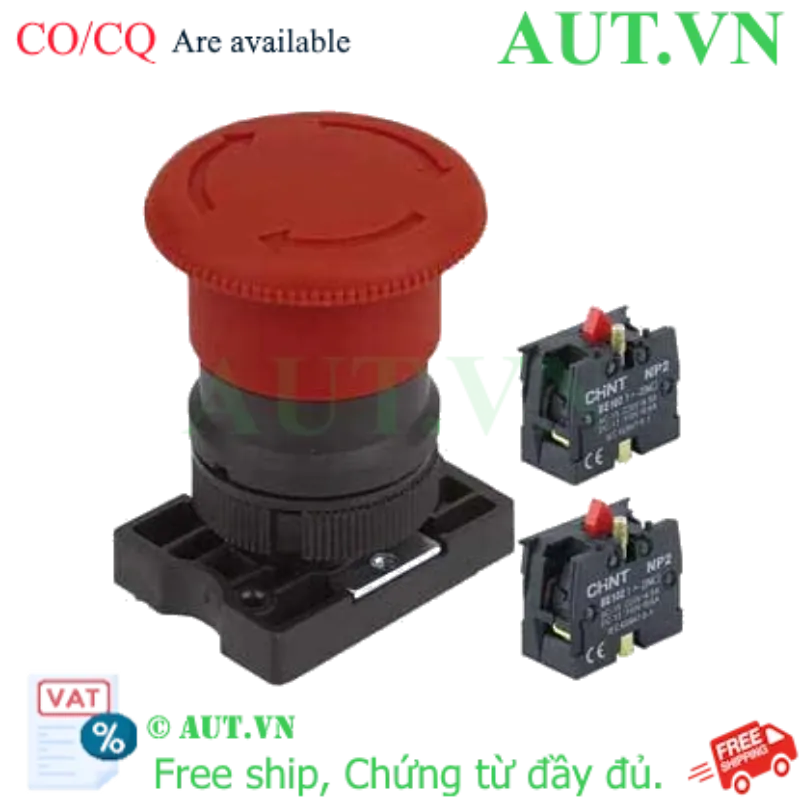 Ảnh của Nút nhấn đầu nấm, xoay để nhả, không đèn CHINT NP2-ES544 